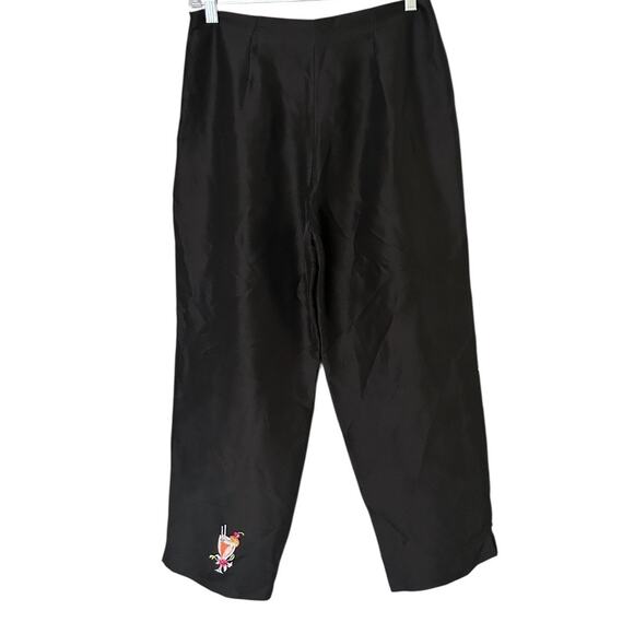 Allison Taylor 100% Silk Pants Women’s 6 Black Cocktail Novelty Embroidery Y2K - Picture 5 of 7